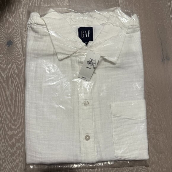 NWT Gap Cotton Gauze Button-Down Shirt Petite Large PL LP M - Picture 4 of 5